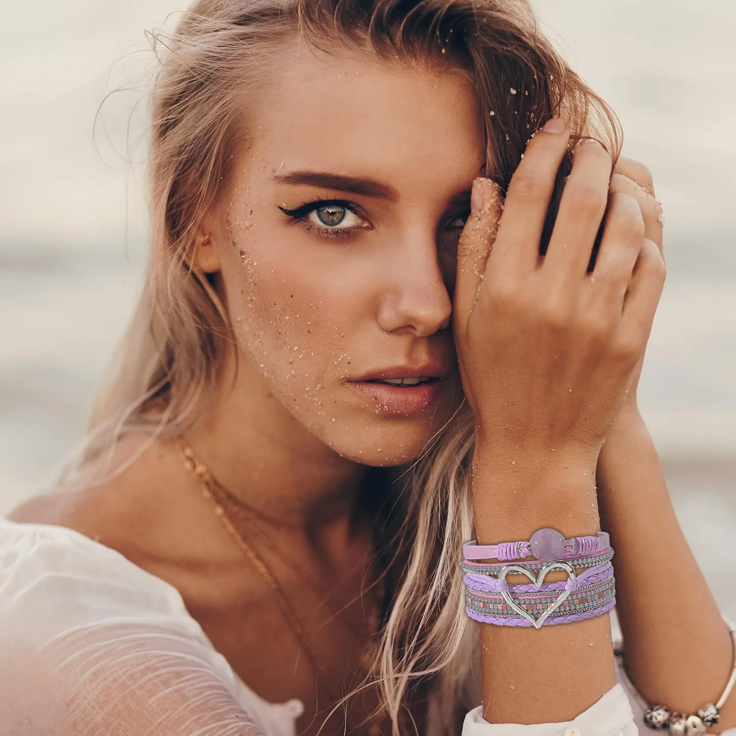 Long tiantian Boho Leather Wrap Bracelets Gifts Trendy Stuff Layered Bangles Bracelets for Women Modern Stackable Infinity Bracelets Bohemian Jewelry Gifts for Women