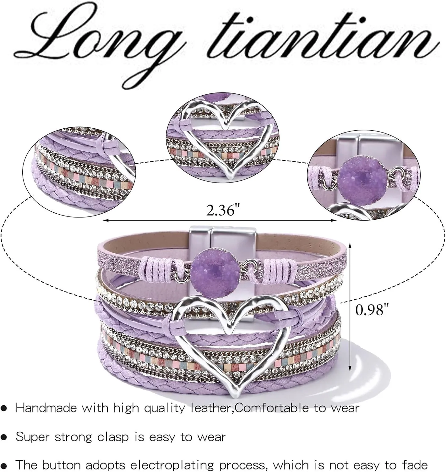 Long tiantian Boho Leather Wrap Bracelets Gifts Trendy Stuff Layered Bangles Bracelets for Women Modern Stackable Infinity Bracelets Bohemian Jewelry Gifts for Women