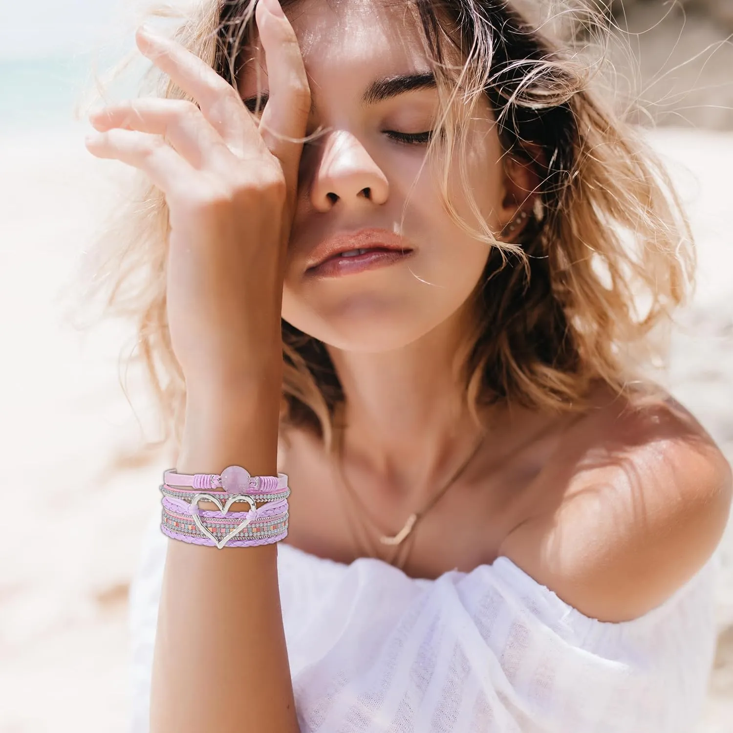 Long tiantian Boho Leather Wrap Bracelets Gifts Trendy Stuff Layered Bangles Bracelets for Women Modern Stackable Infinity Bracelets Bohemian Jewelry Gifts for Women