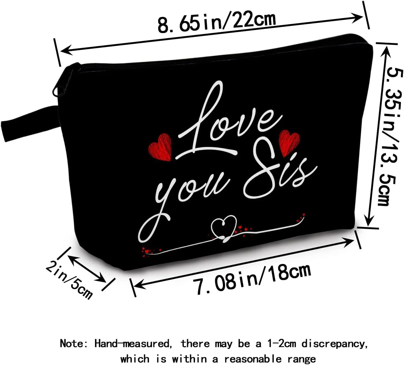 Love You Sister Makeup Bag for Best Friend Gift for Sister Toiletry Bag (Balck)