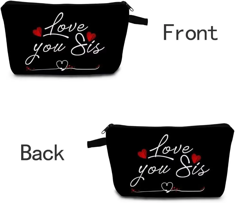 Love You Sister Makeup Bag for Best Friend Gift for Sister Toiletry Bag (Balck)