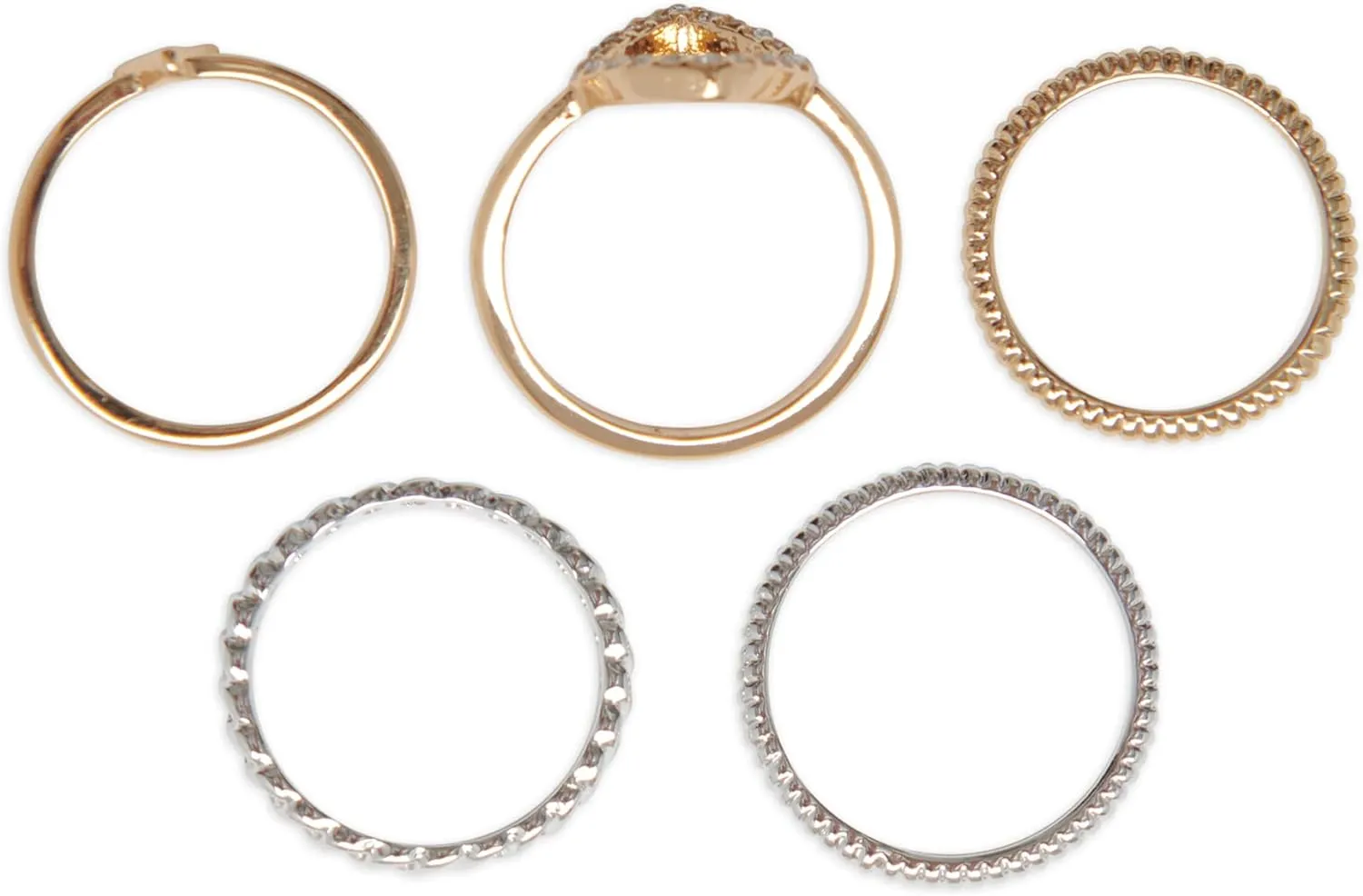 Lucky Brand Two Tone Ring Stack, Two Tone, Size 7