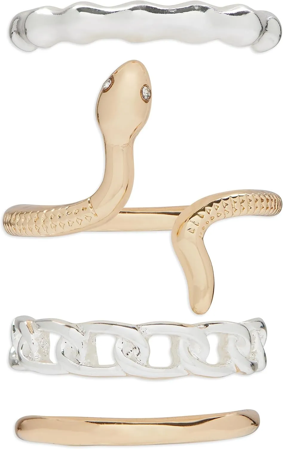 Lucky Brand Two Tone Snake Ring Stack, Two Tone, One Size