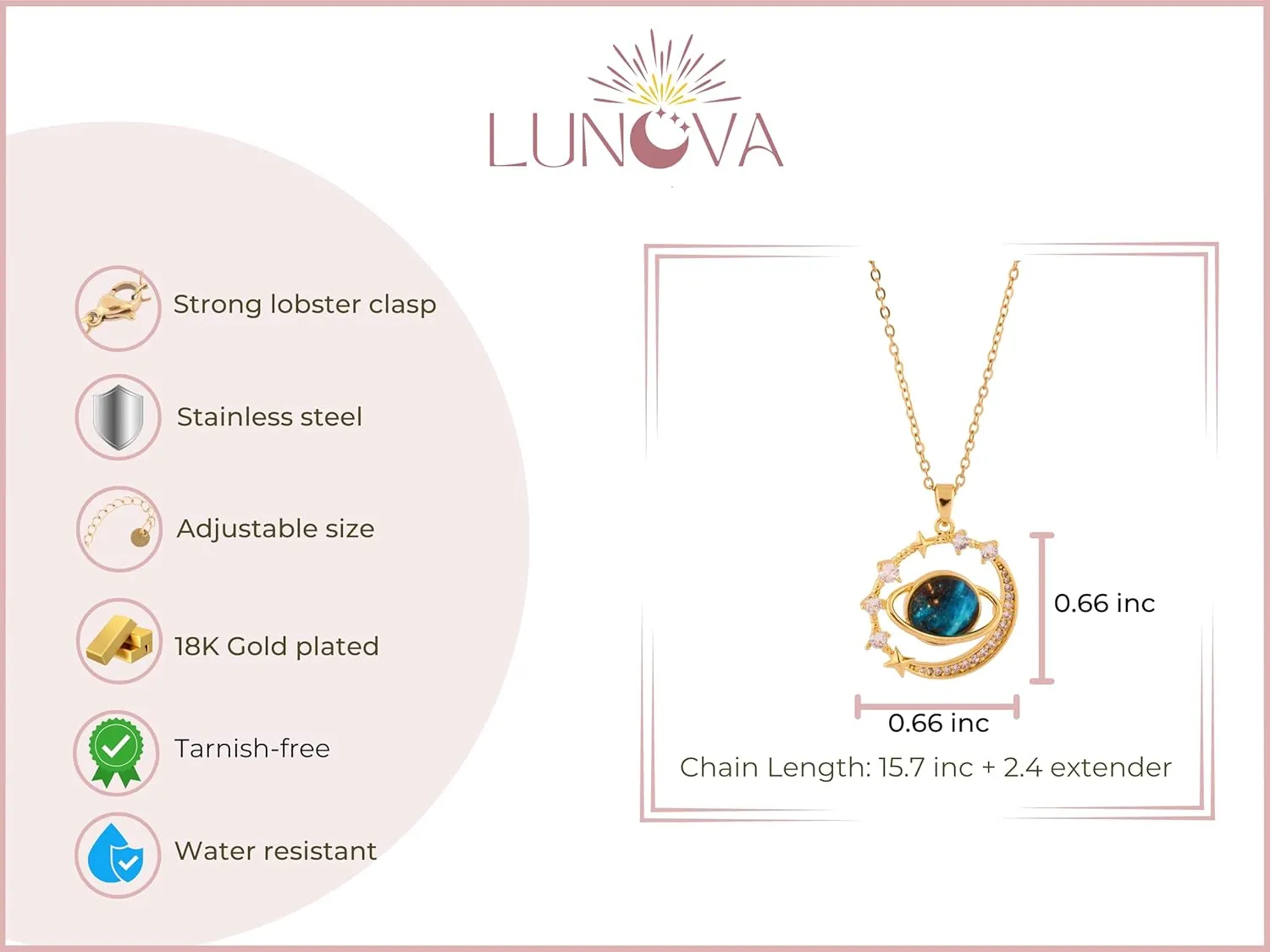 Lunova Necklace and Bracelet Set for Women, Elegant Gold or Silver Jewelry, Non-Tarnish Trendy Fashion Accessories, Stylish Gold Chain & Bracelet, Gifts for Her, Girlfriend, Sister, Daughter