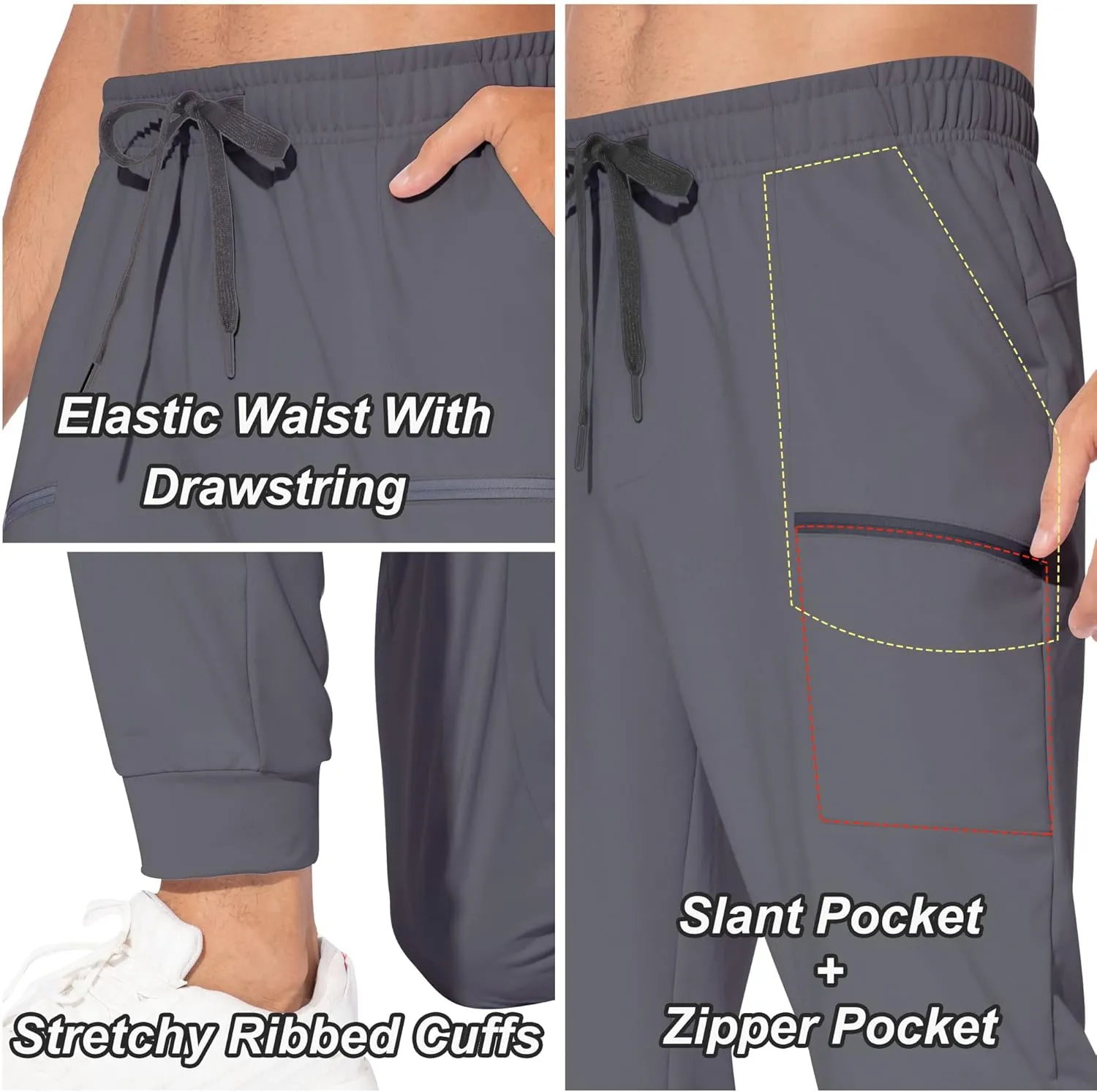 M MAROAUT Men's Joggers Pants - Lightweight Sweatpants with Zipper Pockets, Gym Workout Pants for Athletic Running Casual