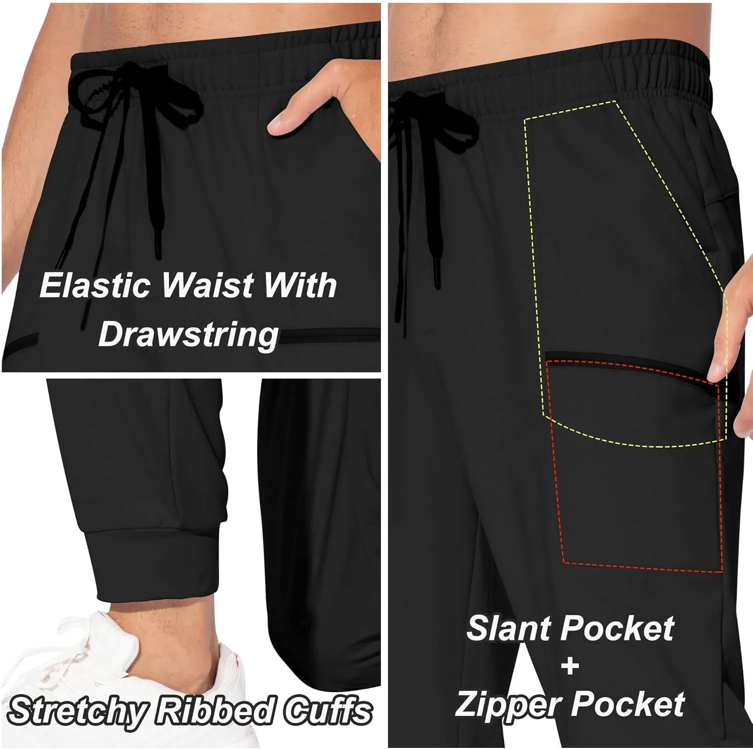 M MAROAUT Men's Joggers Pants - Lightweight Sweatpants with Zipper Pockets, Gym Workout Pants for Athletic Running Casual