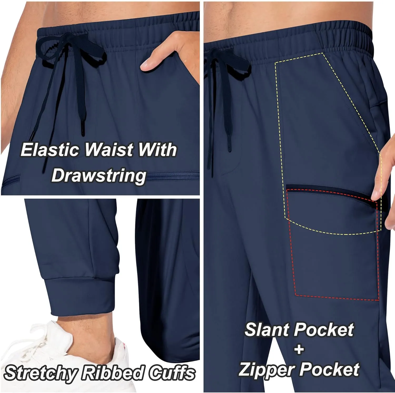 M MAROAUT Men's Joggers Pants - Lightweight Sweatpants with Zipper Pockets, Gym Workout Pants for Athletic Running Casual