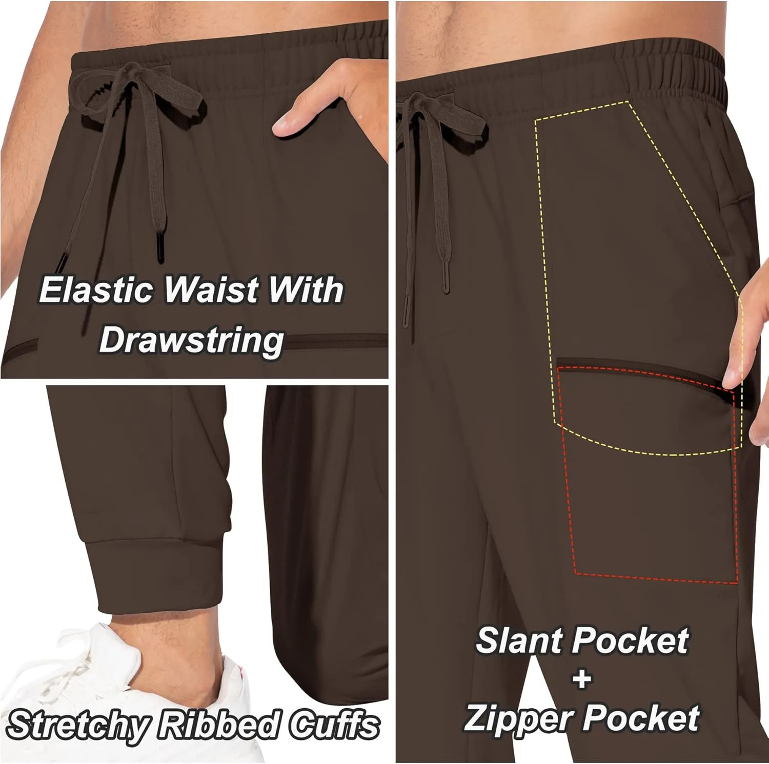 M MAROAUT Men's Joggers Pants - Lightweight Sweatpants with Zipper Pockets, Gym Workout Pants for Athletic Running Casual