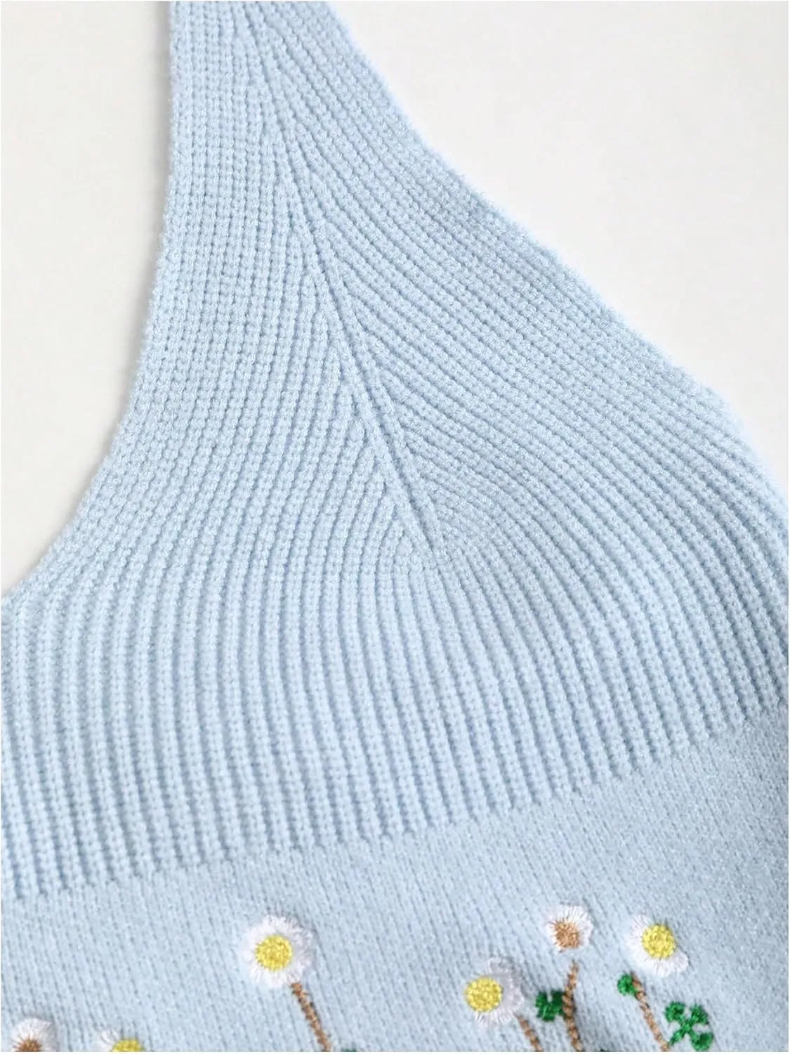 MakeMeChic Women's Crochet Tie Back Cropped Camisole Slim Fit Sleeveless Boho Shirts Knitted Halter Top
