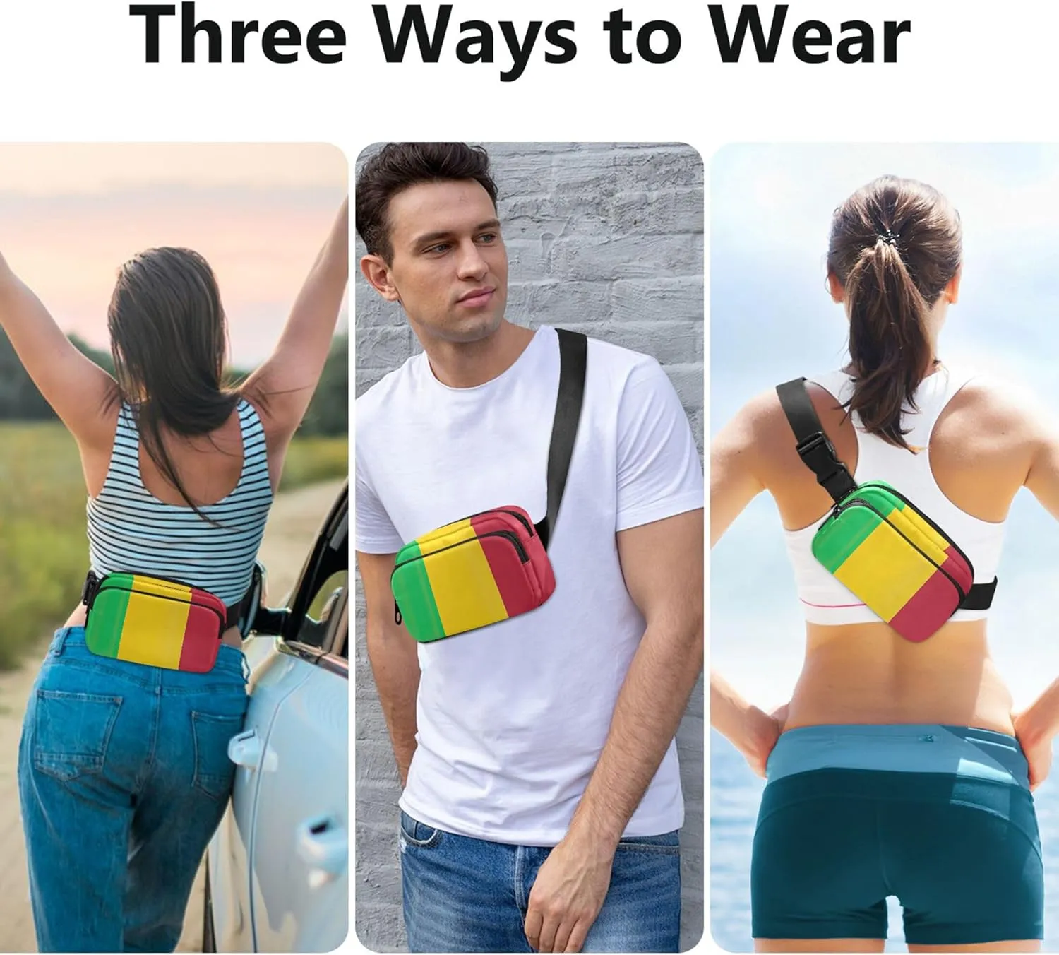 Mali Flag Women Fanny Packs Waterproof Hip Pack Belt Bag Cute Cross Body Waist Pack