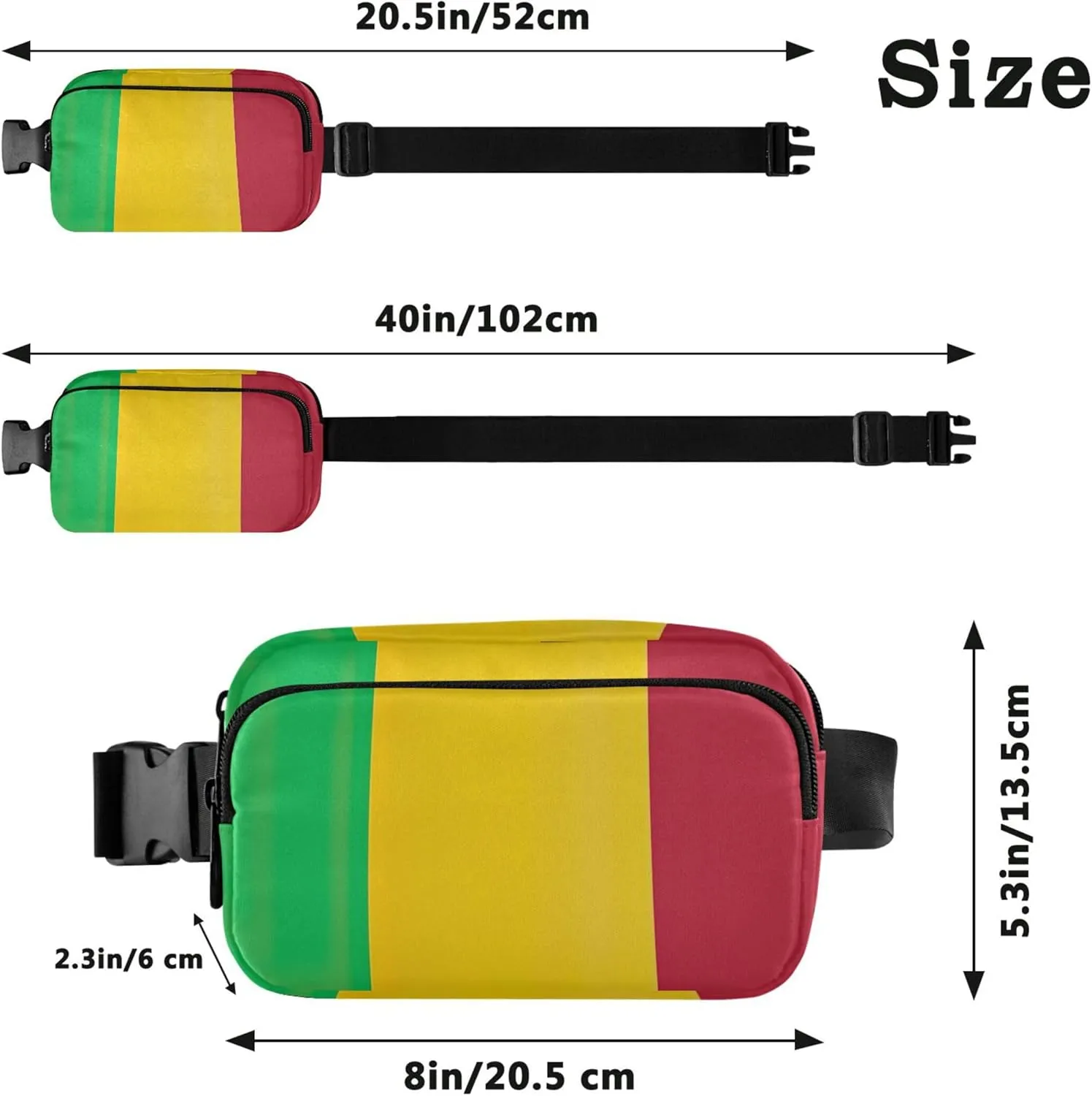 Mali Flag Women Fanny Packs Waterproof Hip Pack Belt Bag Cute Cross Body Waist Pack