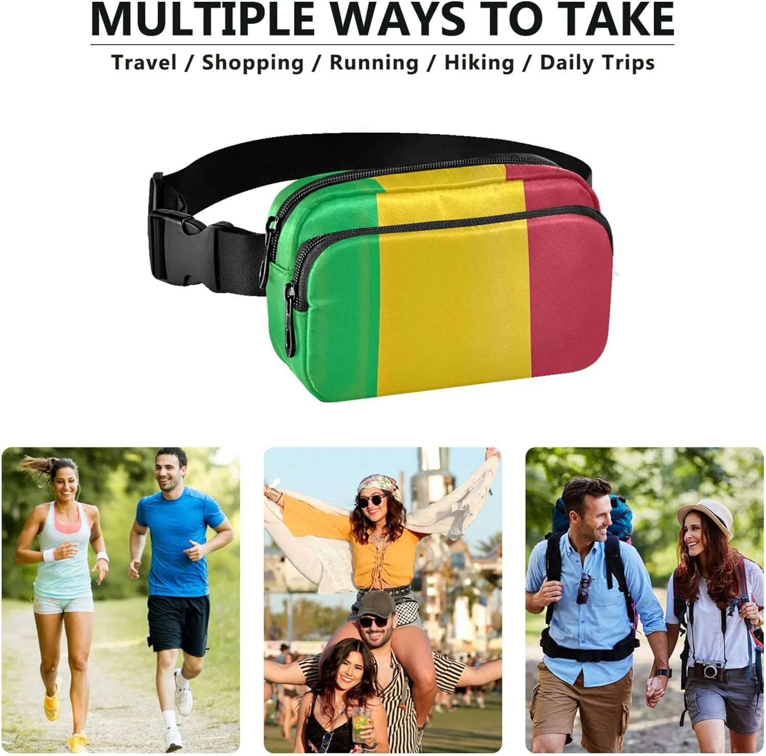 Mali Flag Women Fanny Packs Waterproof Hip Pack Belt Bag Cute Cross Body Waist Pack