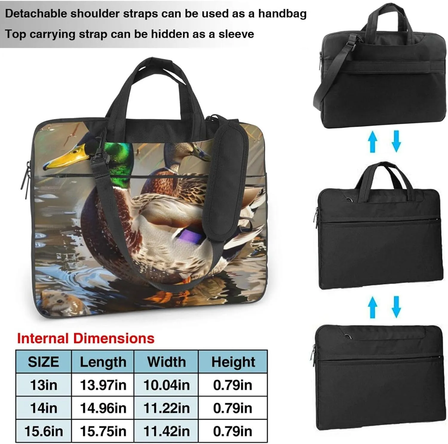 Mallard Duck Printed Laptop Tote Bag Laptop Tote Bag Travel Bag Business Computer Bag Work Bag for Men Women