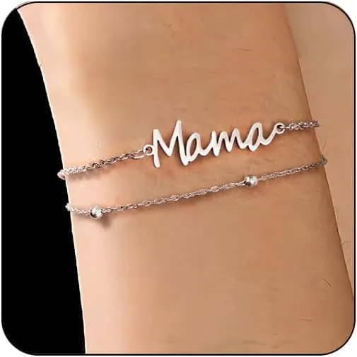 Mama Bracelets for Women 14K Gold Plated Dainty Mom bracelets Mother's Day for New Mom Women Mama Gifts