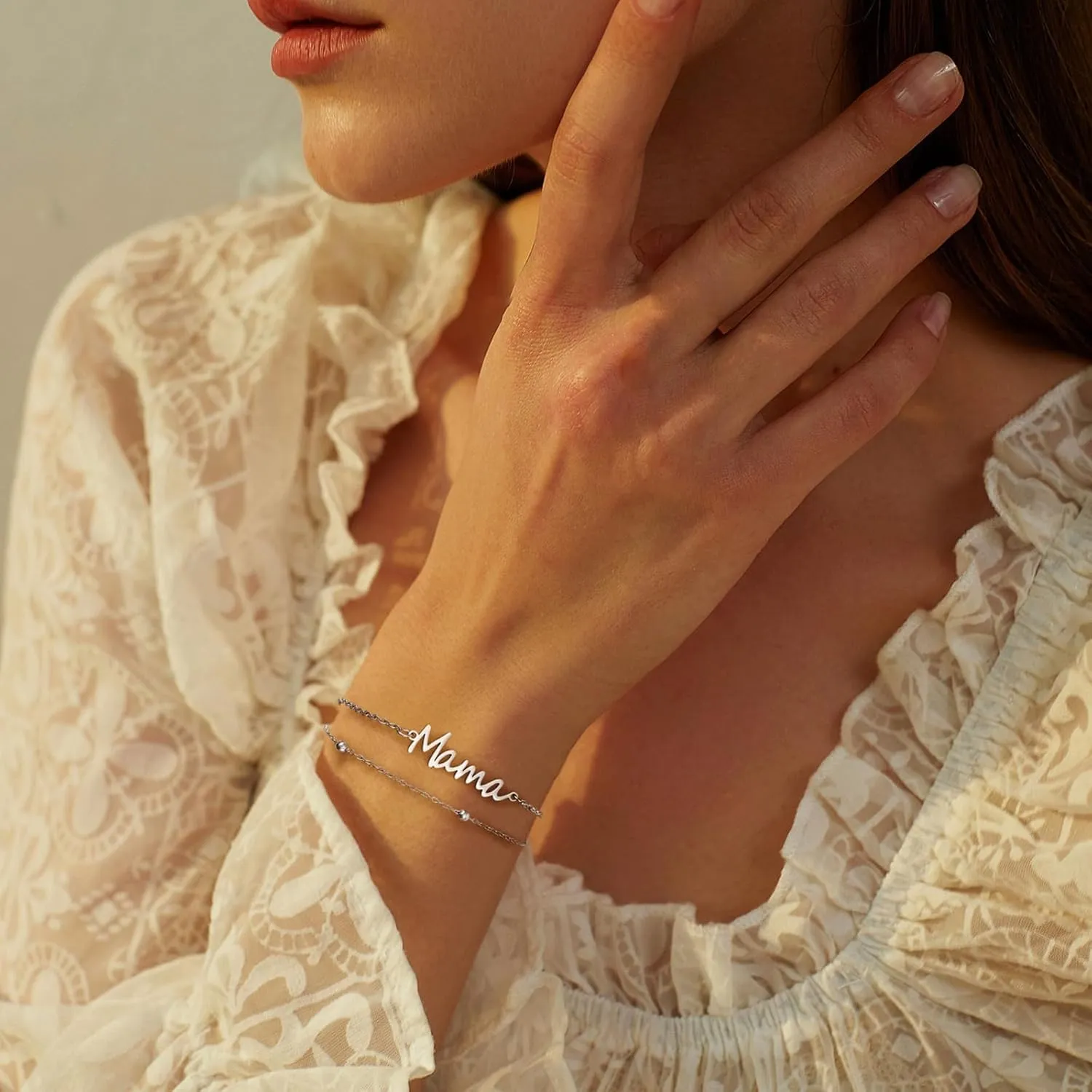 Mama Bracelets for Women 14K Gold Plated Dainty Mom bracelets Mother's Day for New Mom Women Mama Gifts