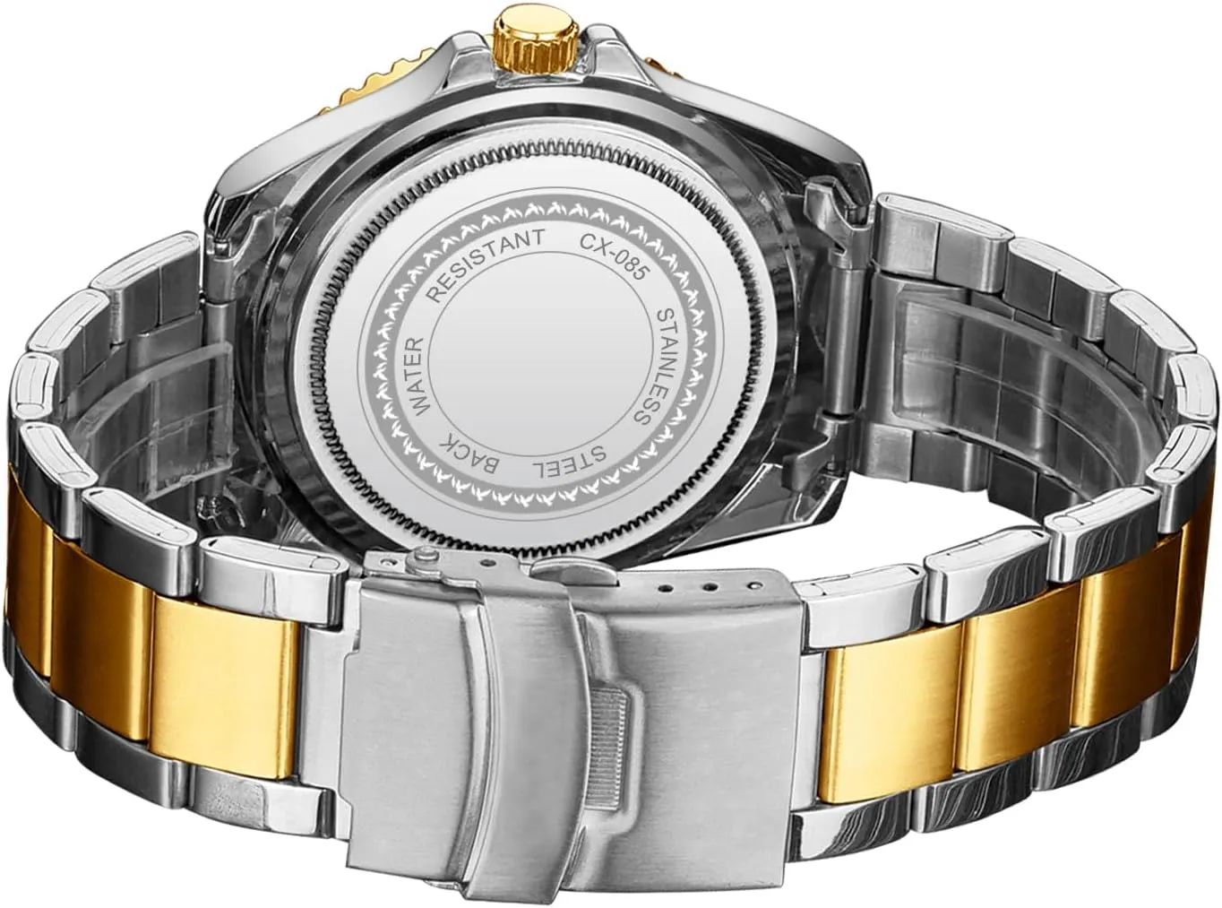 MASTOP Men Watch Silver Gold Stainless Steel Two Tone Brand Watch Waterproof Analog Quartz Watches with Calendar