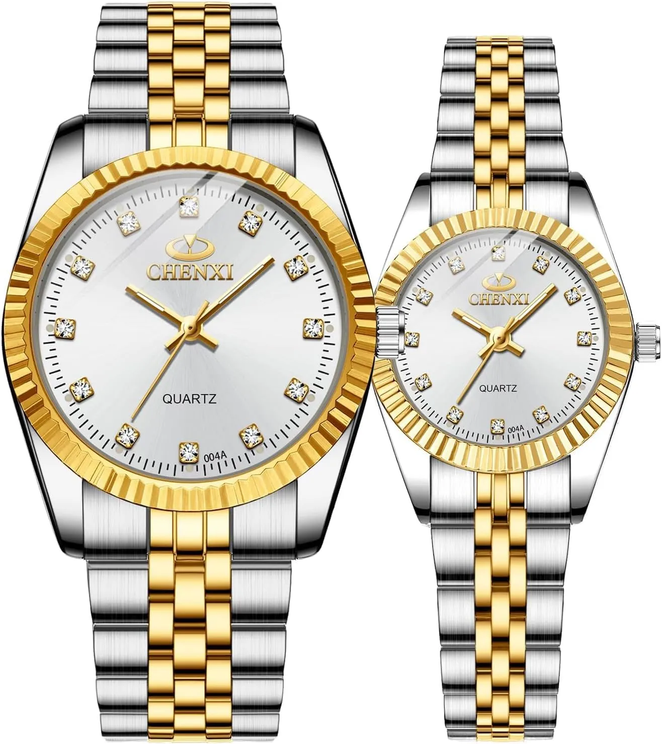 MASTOP Swiss Brand Two Tone Watch Men Women Gold Silver Stainless Steel Waterproof Couple Watches