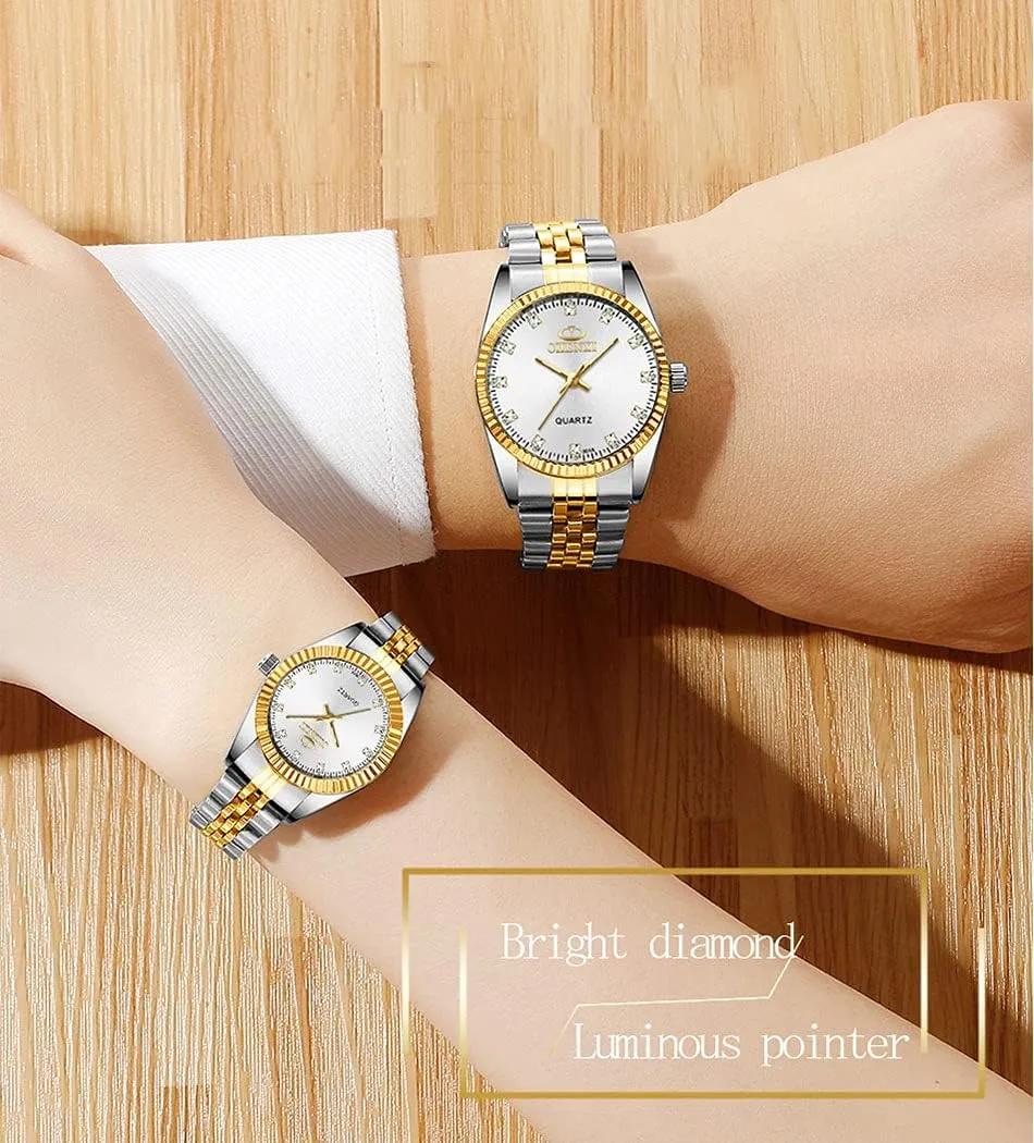 MASTOP Swiss Brand Two Tone Watch Men Women Gold Silver Stainless Steel Waterproof Couple Watches