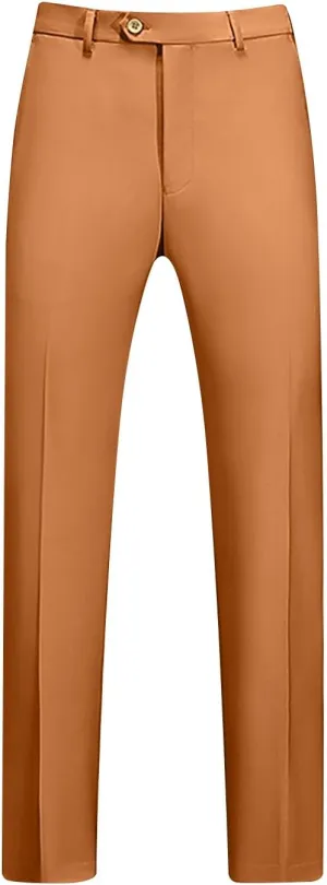 Men Suit Pants Solid Straight Barrel Pockets Casual Pants Height Trimming Party Pants Button Down Suit Pants