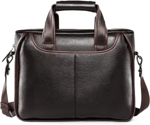 Men's Bag Leather Diagonal Bag Horizontal one Shoulder Briefcase Head Layer Lychee Pattern Single Bag Business Handbag (Color : Brown, Size : 9X27X37cm)