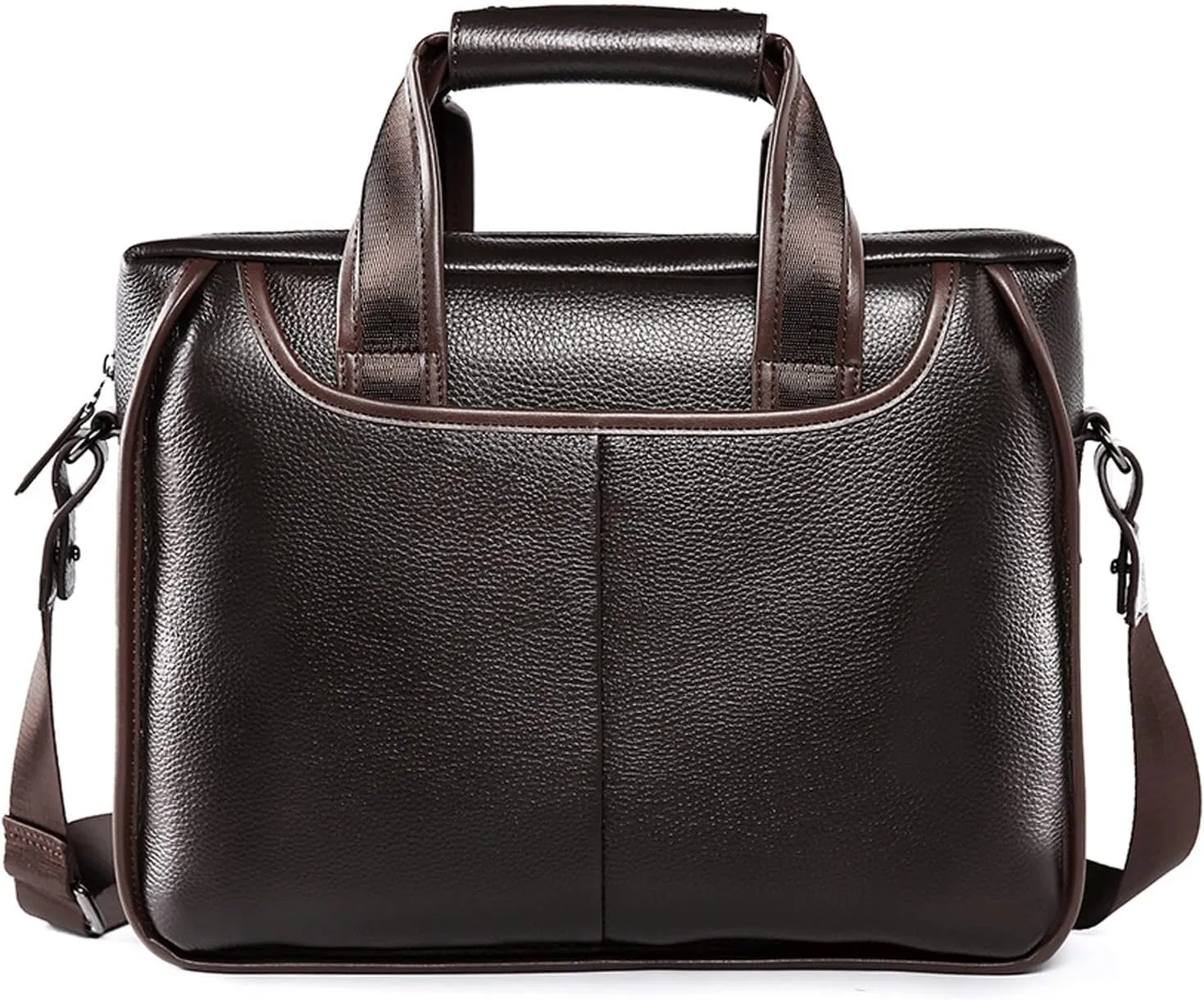 Men's Bag Leather Diagonal Bag Horizontal one Shoulder Briefcase Head Layer Lychee Pattern Single Bag Business Handbag (Color : Brown, Size : 9X27X37cm)