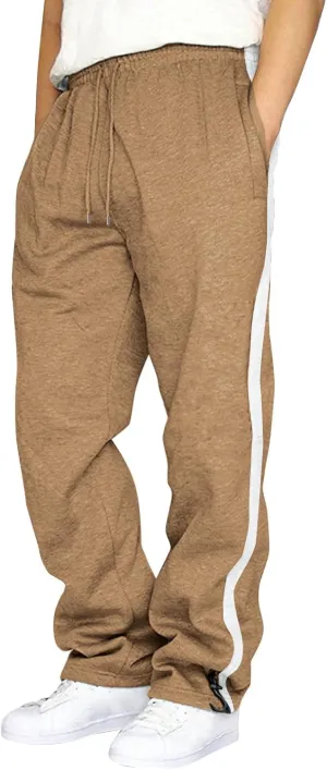 Mens Casual Pants with Zipper Mid-Waist Sports Drawstring Casual Men's Pockets Pants Pants Lightweight Lounge Pants