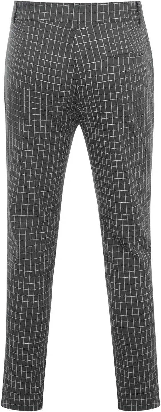 Mens Dress Pants, Men's Fashion Stretch Dress Pants Slim Fit Plaid Business Skinny Long Pants Casual Dress Pants
