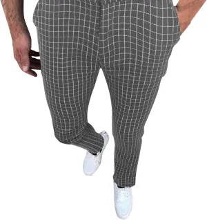 Mens Dress Pants, Men's Fashion Stretch Dress Pants Slim Fit Plaid Business Skinny Long Pants Casual Dress Pants