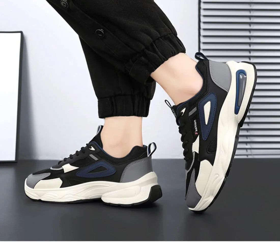 Men's Korean Style Comfortable Tennis Breathable Mesh Color Blocking Trend Non Slip Running Sneakers