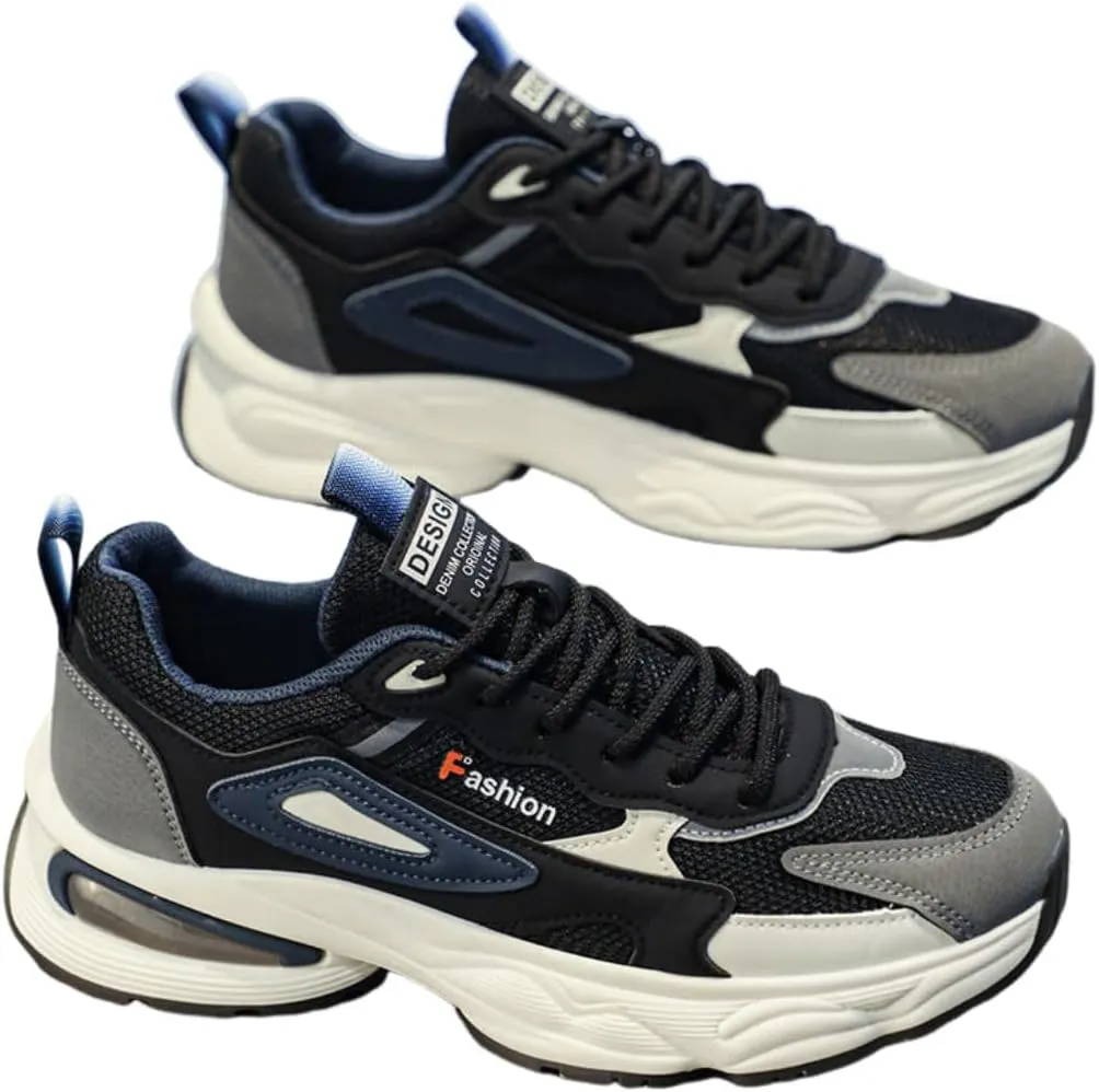 Men's Korean Style Comfortable Tennis Breathable Mesh Color Blocking Trend Non Slip Running Sneakers