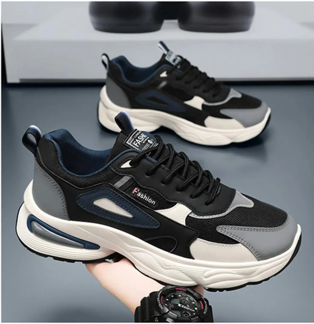 Men's Korean Style Comfortable Tennis Breathable Mesh Color Blocking Trend Non Slip Running Sneakers