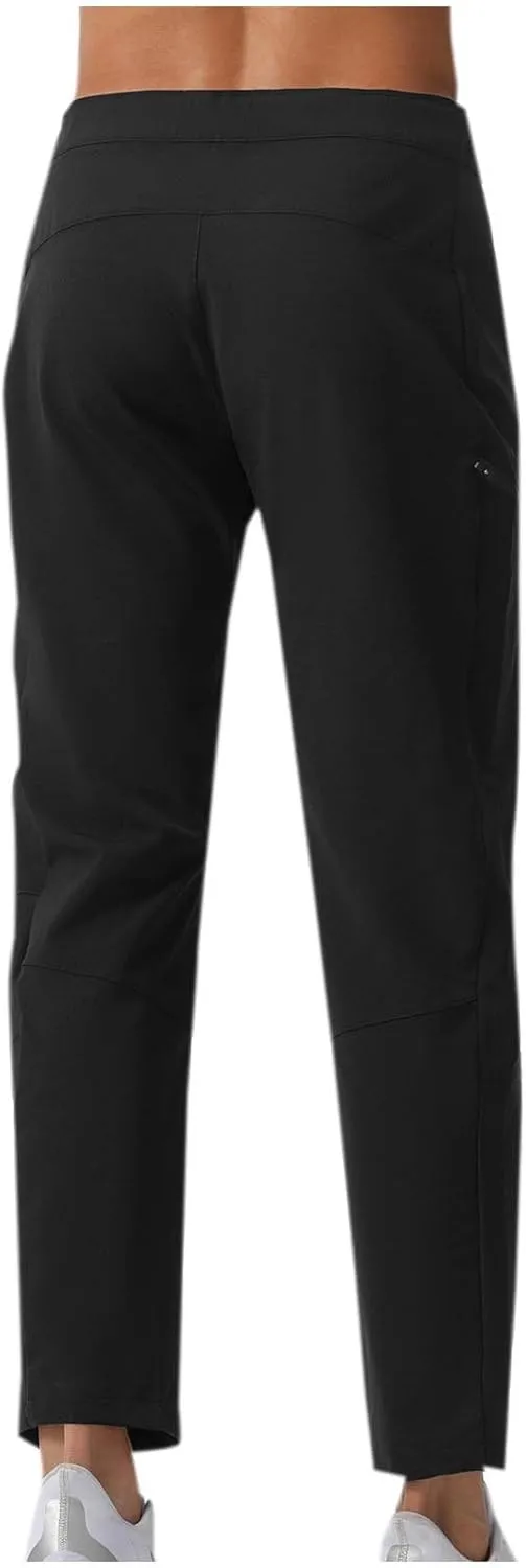Mens Lounge Athletic Pants Straight Slim Fit Gym Trousers Solid Classic-Fit Expandable-Waist Flat-Front Dress Pants