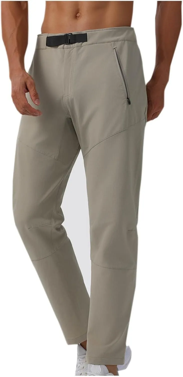 Mens Lounge Athletic Pants Straight Slim Fit Gym Trousers Solid Classic-Fit Expandable-Waist Flat-Front Dress Pants