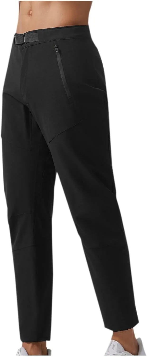 Mens Lounge Athletic Pants Straight Slim Fit Gym Trousers Solid Classic-Fit Expandable-Waist Flat-Front Dress Pants