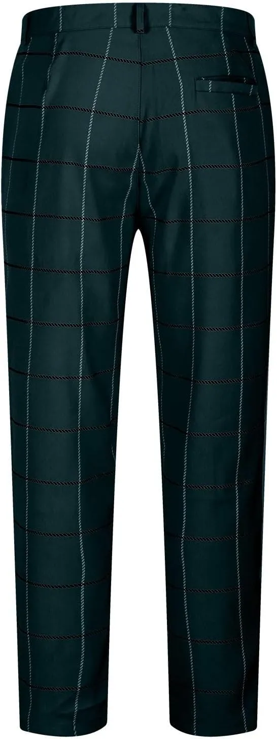 Mens Plaid Dress Pants Fashion Stretch Chino Pants Men Slim Fit Skinny Long Pants Casual Business Golf Pants