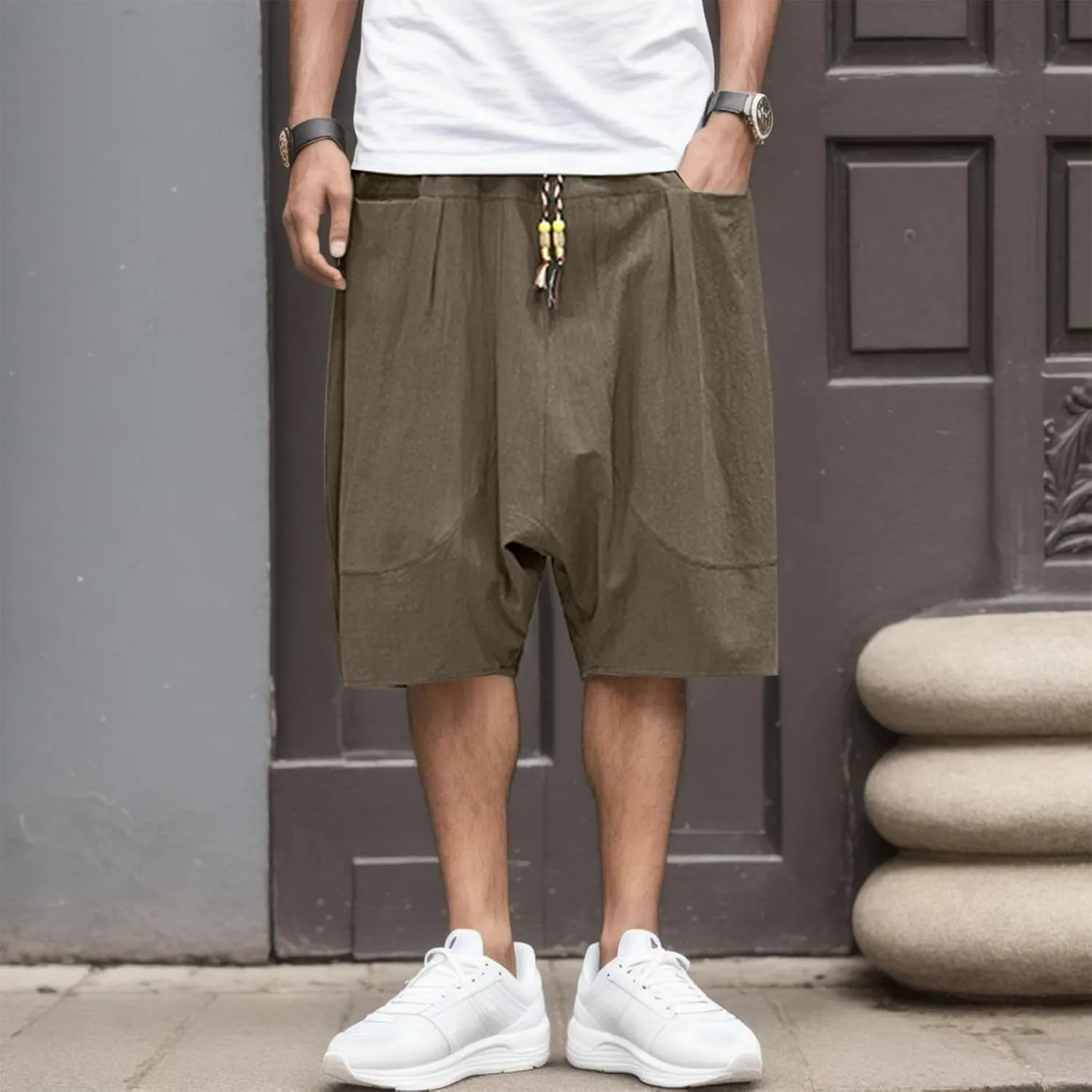 Men's Satin Boxers Lounge Shorts Solid Color Sleepwear Casual Silky Pajama Shorts Lightweight Elastic Waist Shorts