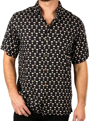 Men's Short Sleeve Button-Down Shirt, Printed Modern Hawaiian Shirt, Soft Rayon, Regular and Relaxed Fit