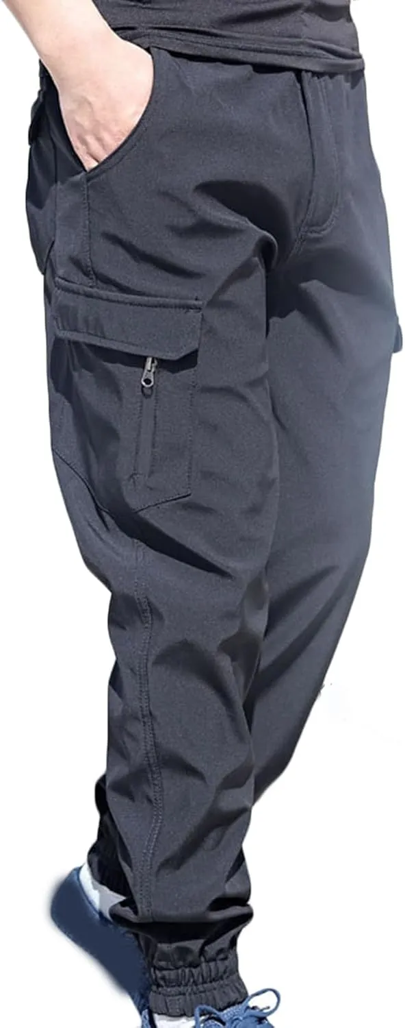 Mens Tactical Pants Fashion Solid Multiple Pockets Multi Multifunctional Work Trousers Slim Fit Cinch Bottom Trousers