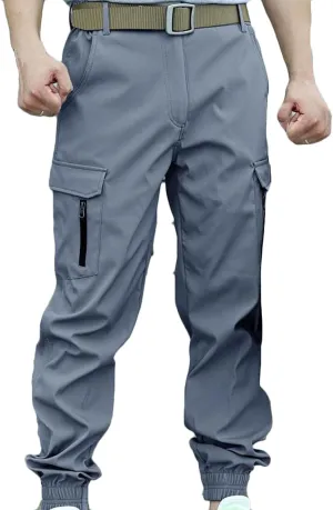 Mens Tactical Pants Fashion Solid Multiple Pockets Multi Multifunctional Work Trousers Slim Fit Cinch Bottom Trousers