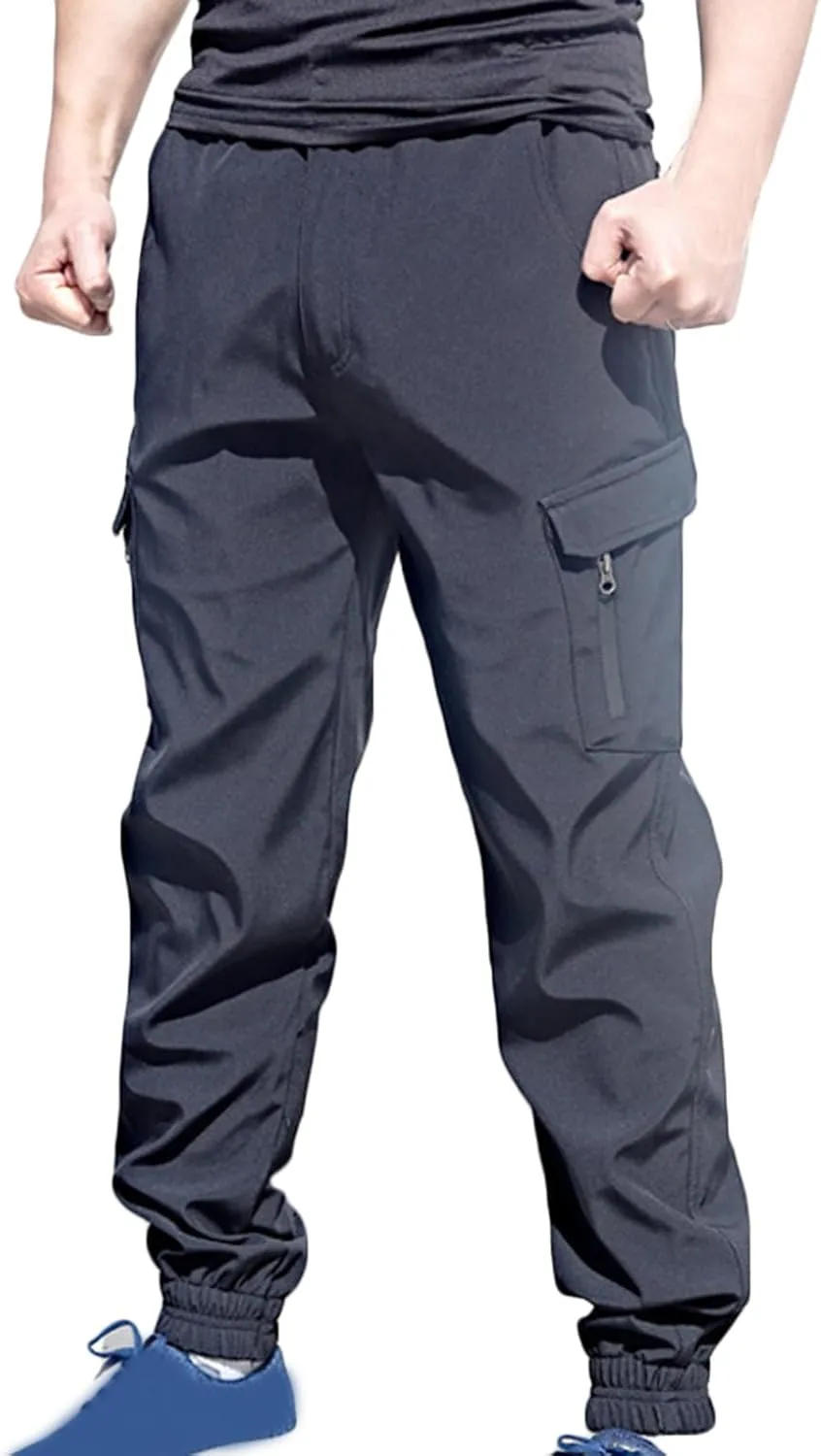 Mens Tactical Pants Fashion Solid Multiple Pockets Multi Multifunctional Work Trousers Slim Fit Cinch Bottom Trousers