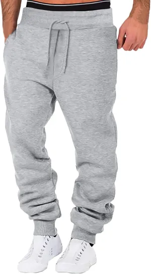 Men's Track Pants Pockets Casual Pants with Zipper Sports Drawstring Mid-Waist Men's Pants Men's Pants Fleece
