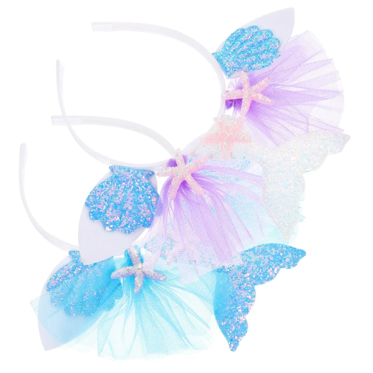 Mermaid Sequin Hair Clip Mermaid Hair Accessories Halloween Pearl Headband Set Random Style