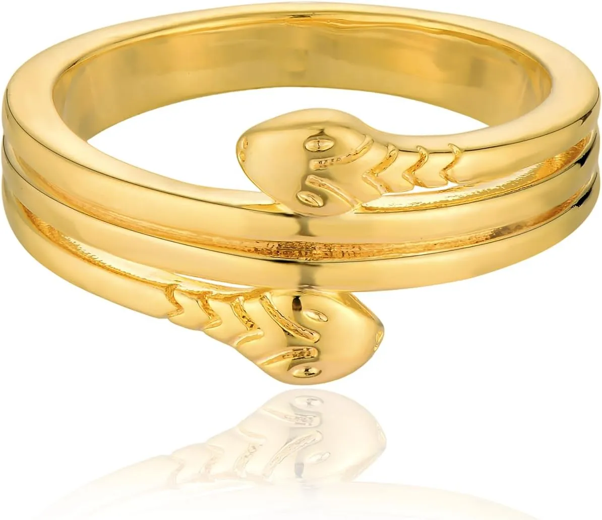 MEVECCO Dainty Gold Snake Rings 14K Gold Plated Ring Dainty Statement Rings Stackable Wrap Ring for Finger Jewelry