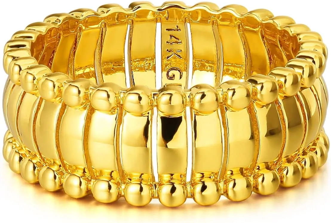 MEVECCO Gold Band Ring for Women 14K Gold Plated Ring Dainty Stackable Rings Wrap Finger Ring for Her