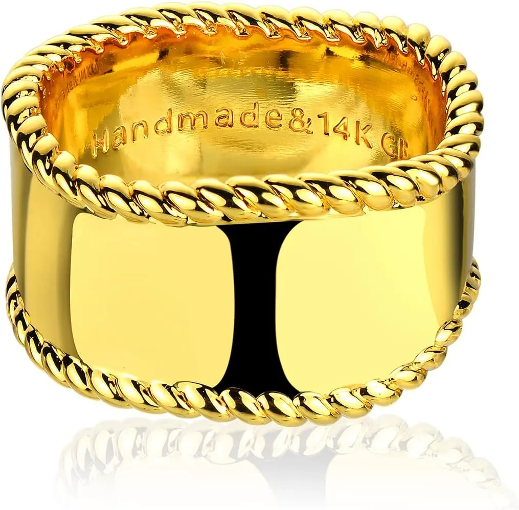 MEVECCO Gold Band Ring for Women 14K Gold Plated Ring Dainty Stackable Twist Rings Wrap Finger Ring for Her