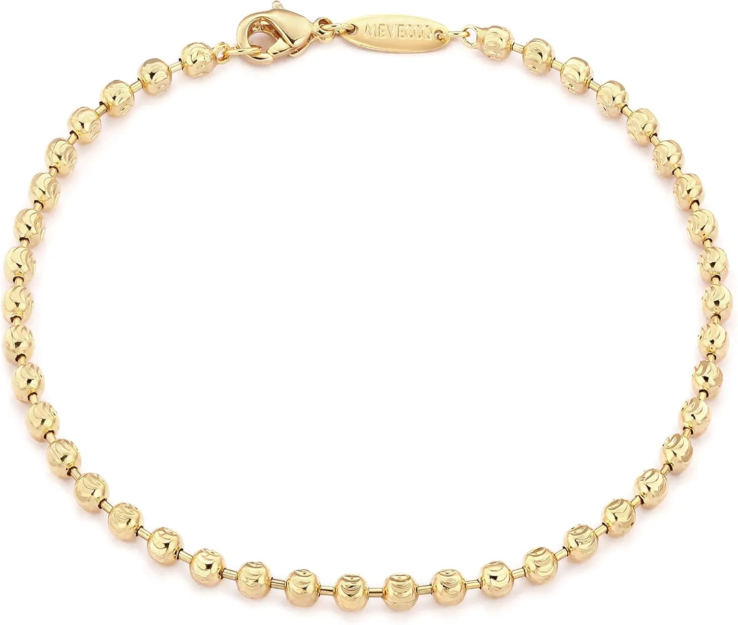 MEVECCO Gold Beaded Bracelets,18K Gold Plated Handmade Minimalist Stackable Thin Bracelets Round Balls Chain Dainty Bracelet for Women