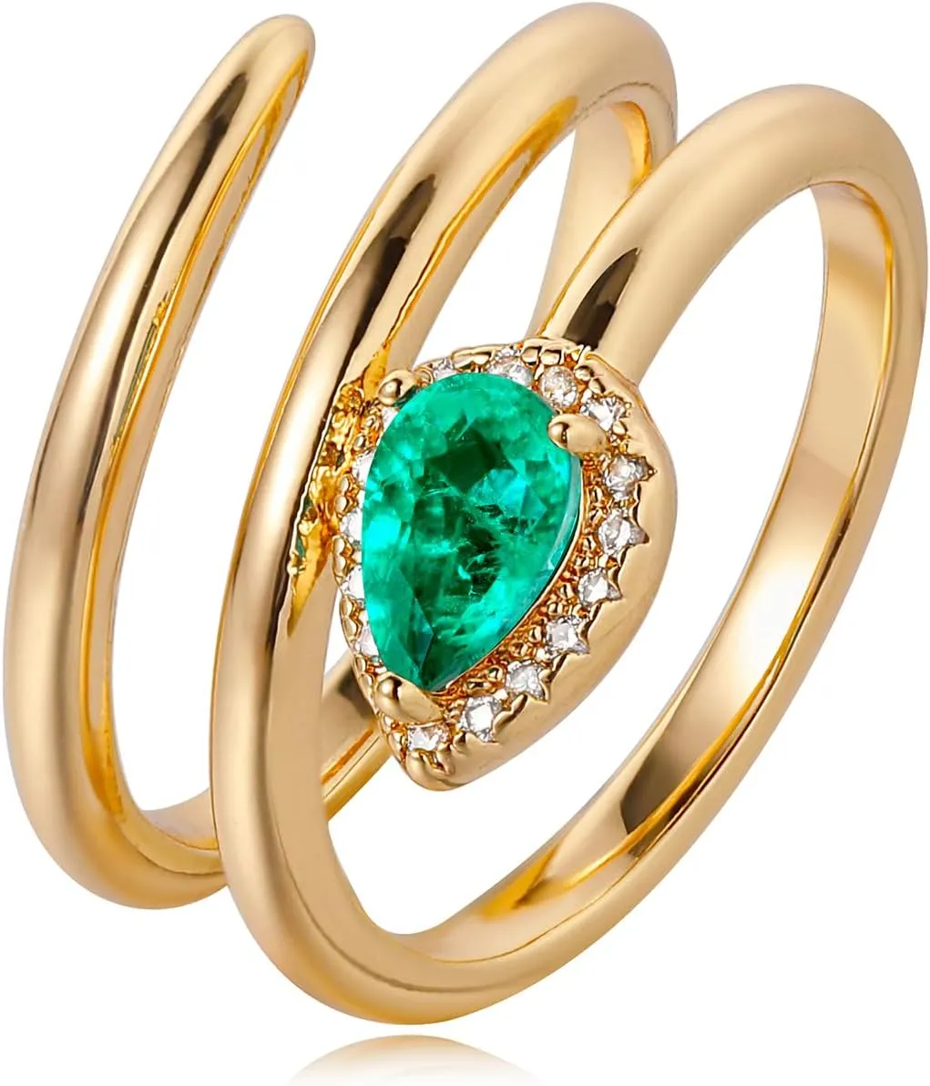 MEVECCO Gold Snake Rings for Women Non Tarnish 18K Gold Plated Dainty Cubic Zircon Wire Stackable Ring for WomenMinimalist Finger Jewelry