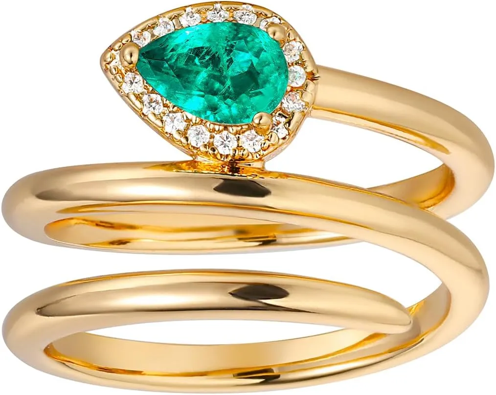 MEVECCO Gold Snake Rings for Women Non Tarnish 18K Gold Plated Dainty Cubic Zircon Wire Stackable Ring for WomenMinimalist Finger Jewelry