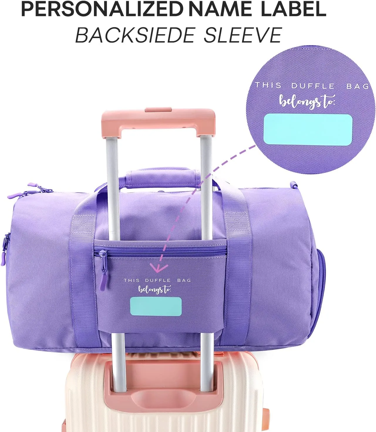 mibasies Dance Bag for Girls Duffle Bag Kids Overnight Travel Sleepover Bags Sport Gym Bag with Shoes Compartment(Green Blue Purple)