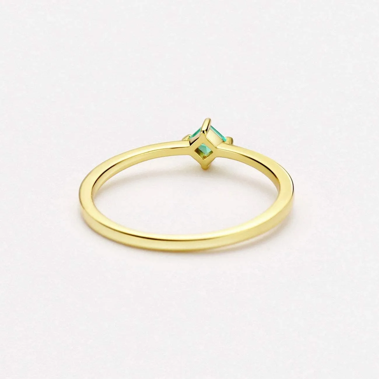 Michooyel 18K Gold Emerald Rings Simple Square Cut Dainty Delicate Rings Fine Jewelry for Women
